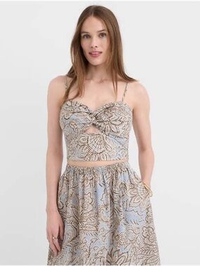 LOFT Beach Floral Poplin Cutout Tank Top Size XS NWT
